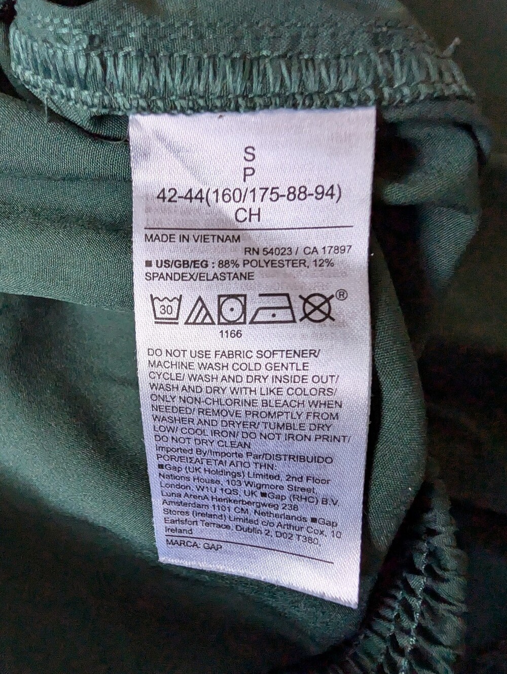 GapFit Activewear Tech Straight Jogger Track Pants Green Quick Dry Sz Small image 7